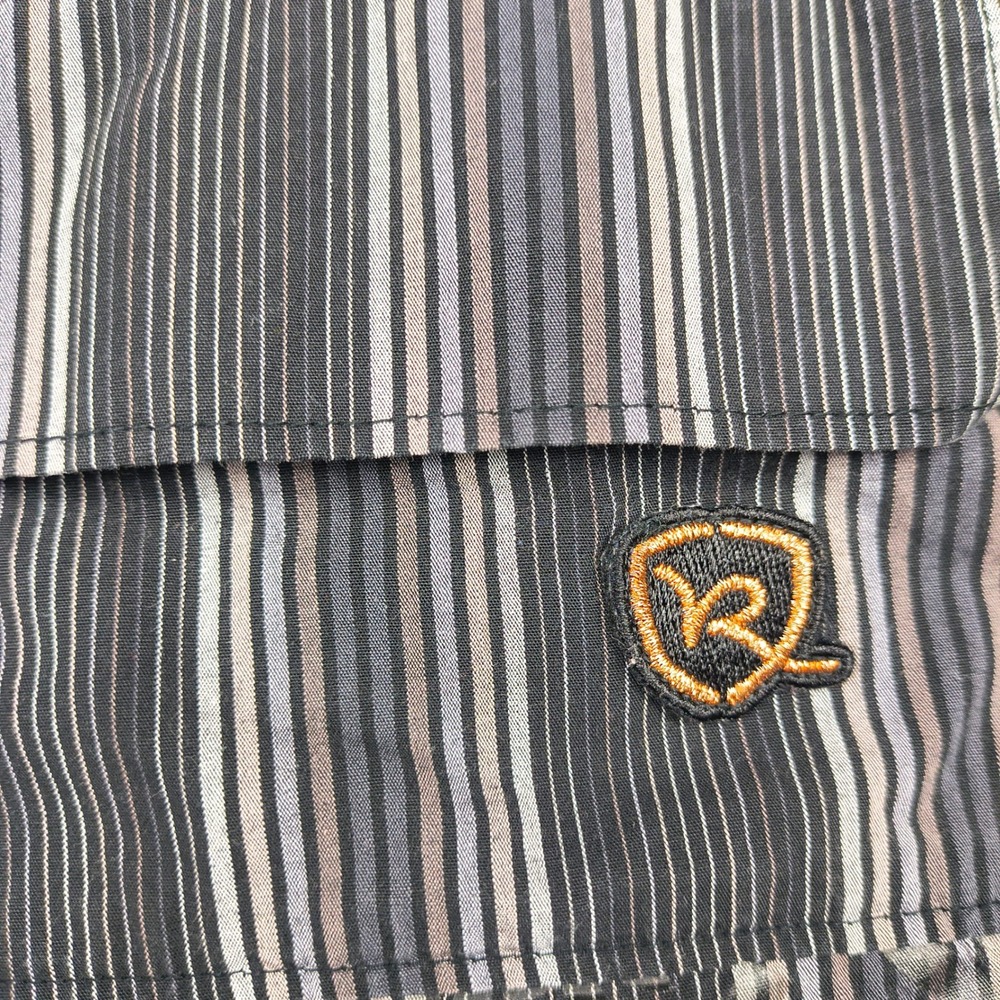 Rocawear Men 2XL Black Striped Long Sleeve Button Up Shirt Streetwear Y2K Cotton - Picture 12 of 15